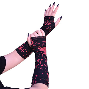 Gants de carnaval sans doigts <span class=keywords><strong>mi</strong></span>-longs à impression croisée d'Halloween avec trous déchirés - Product Image 4