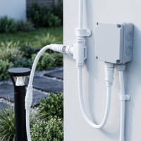 Câble de type T avec connecteur M12 4 broches Push and Pull, 12-36V, 4x18AWG, câble plat en PVC IP68 pour équipement d'éclairage LED extérieur