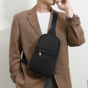 Custom High Quality Vintage Unisex Nylon <b>Black</b> Sling <b>Small</b> Crossbody <b>Bag</b> Zipper Closure Portable Design - Product Image 6