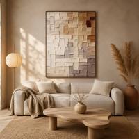 Grande peinture murale abstraite moderne Wabi Sabi en toile, texture 3D épaisse, beige et marron, pour la maison et la galerie
