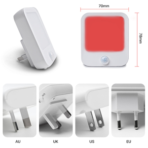 Amazen Hot Bán ánh sáng màu đỏ <span class=keywords><strong>mini</strong></span> cảm biến chuyển động ánh sáng ban đêm trẻ em trẻ em phòng ngủ đêm đèn cắm trong LED ánh sáng ban đêm cho đầu giường - Product Image 5