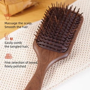 Peine de nogal negro con logotipo personalizado, peine con cojín de aire, peine de madera, cepillo de pelo de madera Natural, masaje - Product Image 5