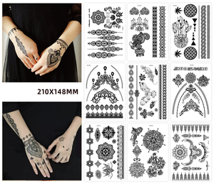 Pegatina de tatuaje corporal temporal impermeable profesional negra para <span class=keywords><strong>mano</strong></span> y brazo, tanto para niñas como para niños - Product Image 4