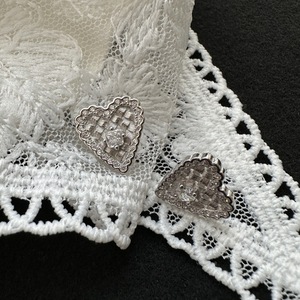 ต่างหูรูปหัวใจลายทาง S925 ดีไซน์เพชรสไตล์วินเทจ - Product Image 5