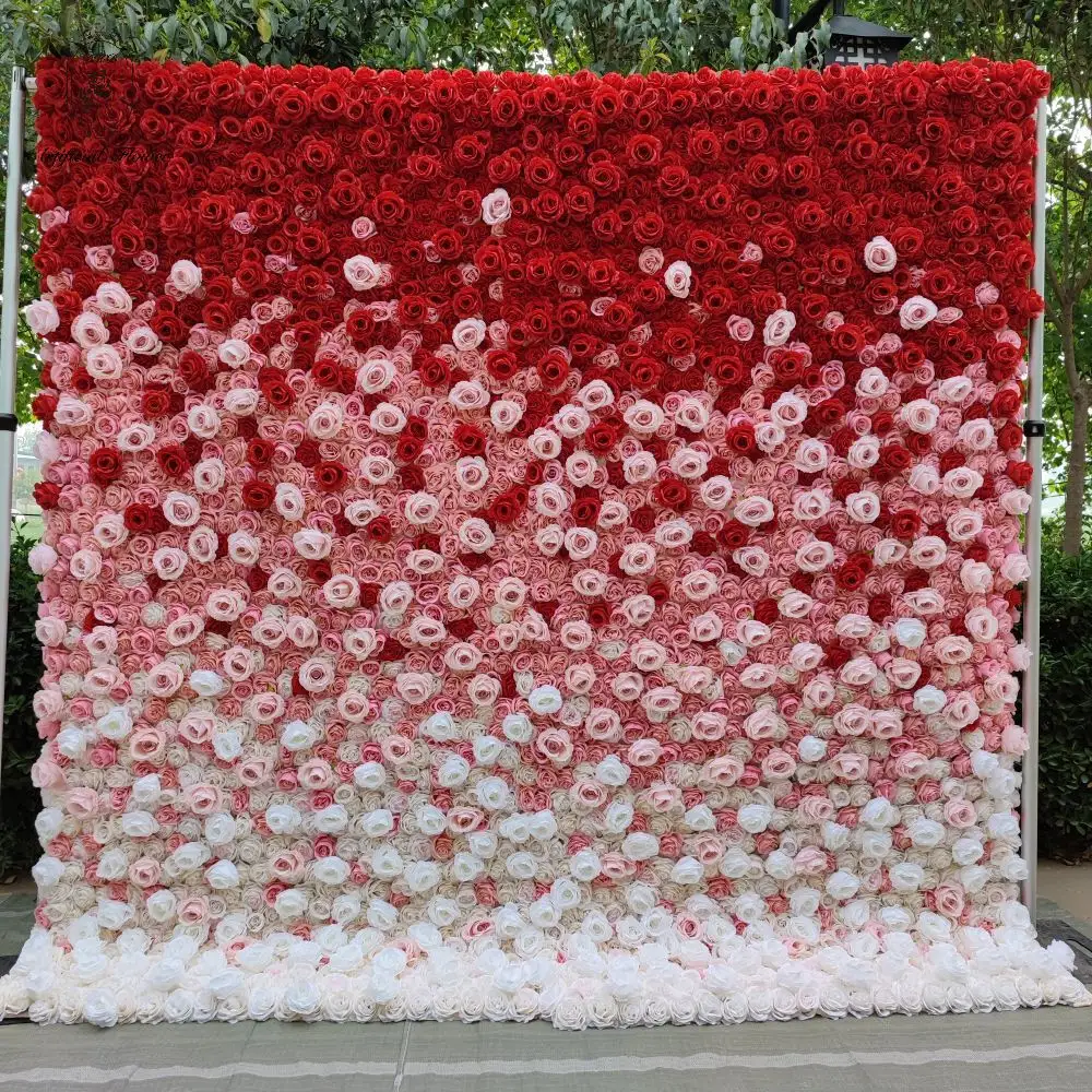 Upacara pernikahan bunga buatan dinding dekorasi pernikahan latar belakang dinding bunga sutra