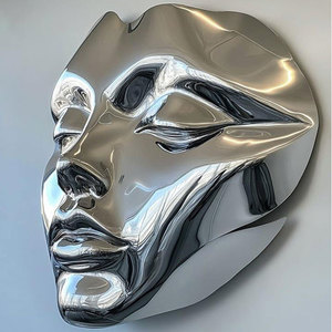 Scultura Contemporanea in Metallo 3D a Forma di Viso Femminile, Scultura Astratta in Acciaio Inossidabile da Parete, Statua del Viso per Esterni - Product Image 4