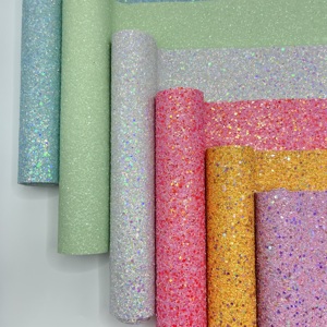 Sparkly Shiny Synthetic Vinyl Glitter Fabric Sheets Chunky Faux <strong>Leather</strong> for Shoes Bags Bow Crafts - Product Image 2