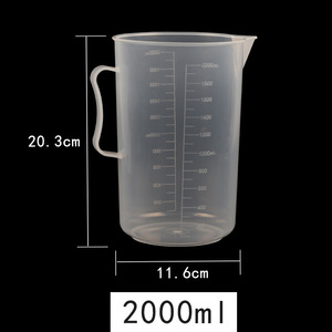 L'usine Jiayue propose des gobelets doseurs de 2000 ml, des gobelets gradués en plastique PP de grande capacité et des gobelets à thé au lait épaissis de 2 L en stock. - Product Image 1