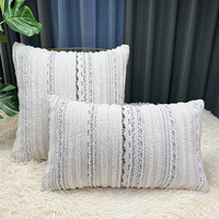 Housse de coussin décorative pour canapé moderne et simple à la maison Housse de coussin pour canapé en chenille macramé à rayures tissées
