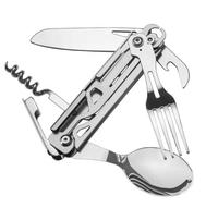 Ustensile de barbecue de voyage multifonctionnel détachable pliable, couverts en acier, couteau, cuillère et fourchette, ensemble de couverts