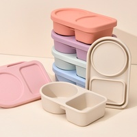Boîtes à collation réutilisables en silicone LifeTop avec couvercles, double compartiment, pour enfants et adultes