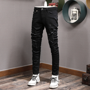 <span class=keywords><strong>Pantaloni</strong></span> Jeans da <span class=keywords><strong>Uomo</strong></span> all'Ingrosso Personalizzati in Stile Giapponese di Tendenza Street, Lavaggio Retro, Larghi a Gamba Dritta - Product Image 4