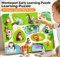 Montessori houten knoppenpuzzel kinderspeelgoed voor intelligentieontwikkeling fruit dieren groenten cognitie handgreepbord voor peuters