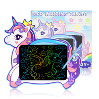 Tablette d'écriture LCD Licorne pour enfants, bloc-notes graphique de dessin animé, design mignon, portable, cadeau scolaire idéal, rose, bleu, à une touche