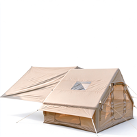 Tente de camping gonflable robuste en Oxford 300D avec structure en A, poteaux de support rapides en PVC, et auvent à arceaux pour glamping, imperméable