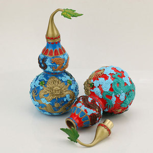 Adorno de calabaza de cobre con tapa abatible, diseño pintado de cinco dragones, nuevo estilo chino, decoración para el hogar, modelo Two Hundred Ninety-four B - Product Image 2