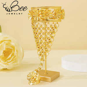 Pulseras de Lujo al por Mayor con Anillo en Oro de 24K Estilo Dubái para Mujer, Brazalete con Dijes para Boda India, Joyería - Product Image 1