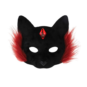 Máscara de Zorro de Peluche Negra y Rosa, Disfraz de Cosplay, Máscara Divertida para Adultos - Product Image 5