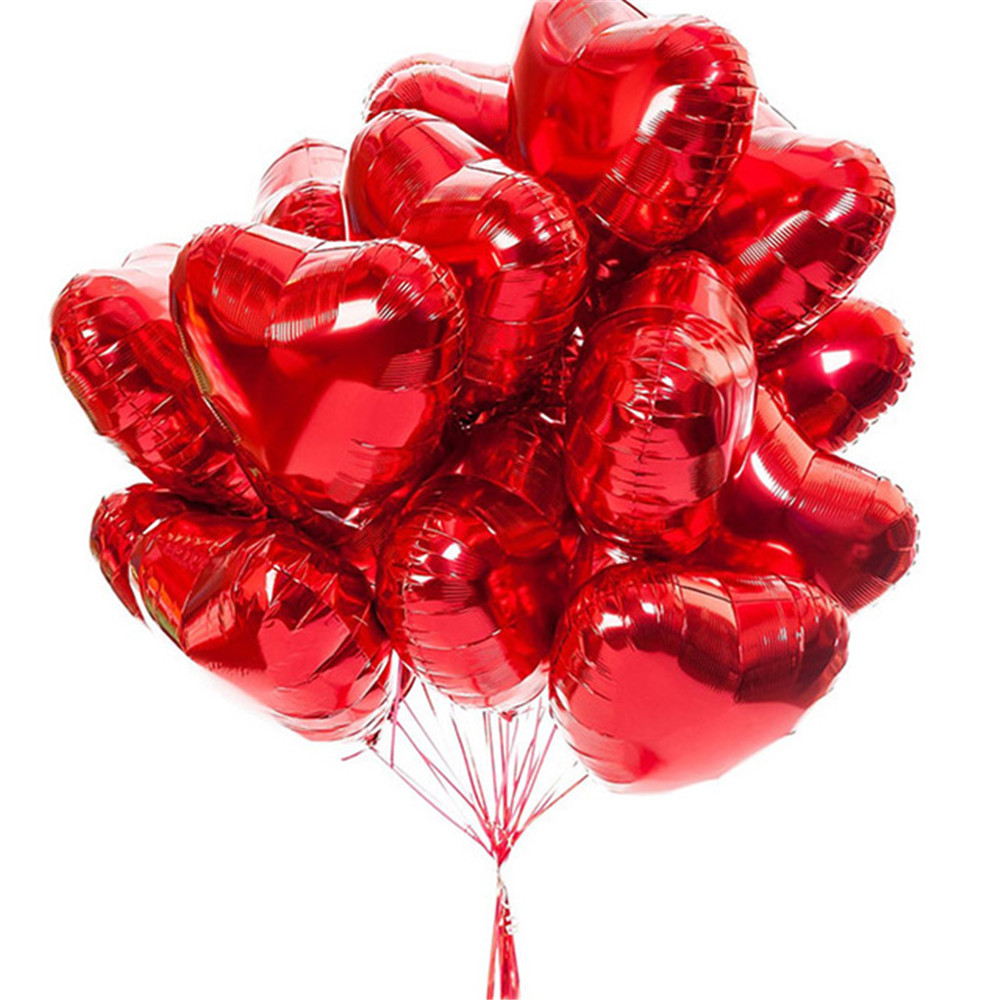 Hochzeit Geburtstags feier Dekoration liefert 18 Zoll Gold Silber Rot Herz Liebe Ballon Reine Farbe Folie Helium Ballon