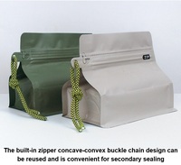 Sac en papier kraft à fermeture éclair avec valve, imprimé en gravure, à fond carré, biodégradable, compostable, de qualité alimentaire, pour café et thé