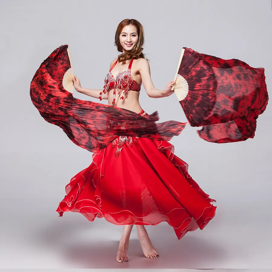 अनुकूलित 1.8m प्रदर्शन नृत्य सहारा पेट नृत्य उच्च-ग्रेड शुद्ध रेशम प्रशंसक घूंघट