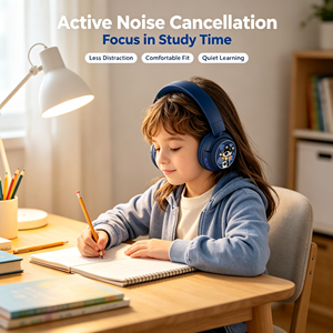Casque Bluetooth sans fil BuddyPhones pour enfants, casque stéréo supra-auriculaire à réduction de bruit active avec autocollants personnalisés - Product Image 1