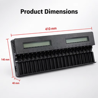 Chargeur de batterie HWD à 20 emplacements avec écran LCD et éclairage LED pour batteries Li-ion 18650/16340/14500 Ni-MH/Ni-Cd AA/AAA Microphone