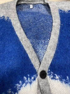 <span class=keywords><strong>Cardigan</strong></span> da Uomo con Logo Personalizzato, Maglione Invernale a Righe con Scollo a V, Cappotto Casual in Lana Mohair Spazzolata e Pelosa - Product Image 6