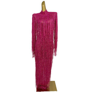 Sexy Vestido Largo de Fiesta con Borlas y Pedrería para Mujer, Ideal para Cumpleaños, Graduación o como Invitada de Boda, Atuendo para Festival o Discoteca, Vestido de Noche hasta el Suelo para Baile de Graduación - Product Image 1