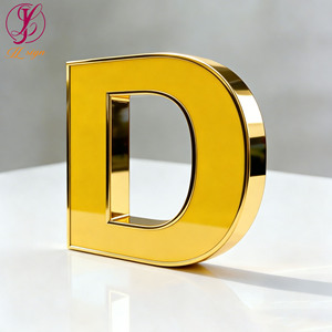 Enseigne extérieure en lettres 3D avec finition dorée <span class=keywords><strong>de</strong></span> luxe, cadre en métal doré, <span class=keywords><strong>panneau</strong></span> en acrylique, pour signalétique commerciale extérieure - Product Image 2