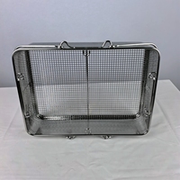 Panier de rangement en acier inoxydable perforé avec couvercle en maille pour instruments de laboratoire
