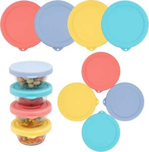 Couvercles de rechange en silicone allant au <span class=keywords><strong>micro</strong></span>-ondes pour lave-vaisselle et congélateur pour tasses à crème en verre <span class=keywords><strong>Pyrex</strong></span> et Anchor Hocking - Product Image 1