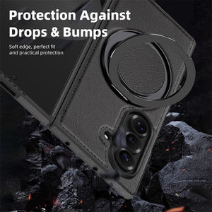 360 rotatif en aluminium pliant béquille PU étui de téléphone en cuir pour Samsung Galaxy <span class=keywords><strong>Z</strong></span> pli 7 6 5 <span class=keywords><strong>4</strong></span> couverture magnétique de charge sans fil - Product Image 4