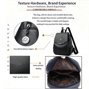 Factory-<strong>Designed</strong> Women's Large Capacity Soft PU Leather <strong>Backpack</strong> Stylish Solid Korean Style <strong>New</strong> Arrival Cross-Border - Product Image 3