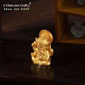 รูปปั้นพระพุทธรูปขนาดเล็กลายช้างสีทองแบบข้ามพรมแดนใหม่สำหรับตกแต่งงานปาร์ตี้พระพิฆเนศเอเชียตะวันออกเฉียงใต้ - Product Image 5