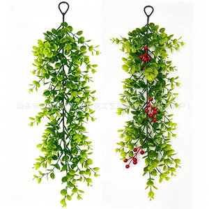 Artificial <b>Eucalyptus</b> Vine Wall Hanging Plant With Red Berries Plastic Decor 30cm-100cm Bouquet Style - Product Image 1