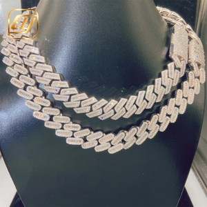 Cadena de eslabones cubanos Miami de 18 mm, joyería hip hop, plata de ley 925, diamantes de moissanita VVS, cadena cubana con incrustaciones de diamantes, collar Buss Down - Product Image 2