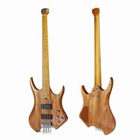 Deviser L-B5-N Headless 4-String HH Okoume Electric Bass Guitar with Roasted Maple Neck and Natural Finish Beginner-Friendly