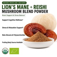 Poudre d'extrait de champignon biologique Lion's Mane Reishi, mélange de champignons fonctionnels pour le soutien cérébral, en vrac