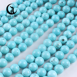 Zhe Ying оптовая продажа 6/8/10 мм внутренний монгольский бирюзовый браслет Бирюзовый бисер натуральный круглый натуральный камень Бирюзовый бисер - Product Image 5