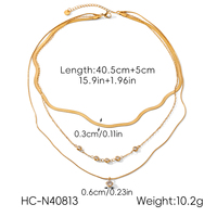 Collier H&C en acier inoxydable plaqué or 18 carats, trois couches, étanche, inaltérable, bijoux de mode superposés pour femme