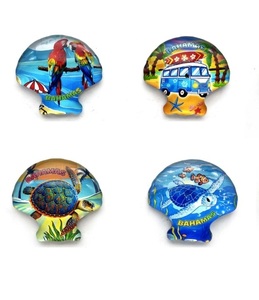 Bahamas 3D Crystal Glass Resin Fridge Magnet Sea Shell and Ocean Turtle Pattern with Art Deco Style Souvenir Magnetic <b>Sticker</b> - Product Image 1
