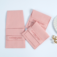 Vente en gros de sac de protection pour bijoux avec doublure personnalisée sac à poussière en daim de luxe mini sac pochette rose anti-rayures Sieraden Zakje