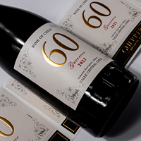 Etiqueta Adhesiva de Papel con Textura de Lujo, Impresión UV Personalizada, Resistente al Agua, Adhesivo Fuerte, Papel Dorado en Relieve, Embalaje para Vino Tinto