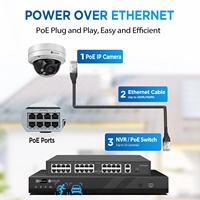 Sistema de Cámaras CCTV PTZ 4COVR 32CH 4K con 24 Cámaras de 8MP, Zoom Óptico 5X, 32 Canales PoE, SMD, IA, para Negocios, Seguridad IP y Vigilancia