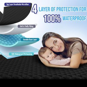 Protège-matelas imperméable en microfibre, épais, matelassé, anti-acariens, <span class=keywords><strong>drap</strong></span>-<span class=keywords><strong>housse</strong></span> antidérapant - Product Image 2