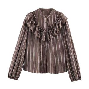 Ropa de Mujer para Primavera/Otoño, Nueva Camisa a Rayas de Moda, Blusa Retro de Manga Larga con Cuello Redondo - Product Image 3