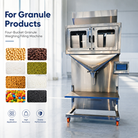 Équipement de remplissage linéaire à quatre seaux avec affichage double de la balance pour aliments pour animaux, sucre, sel, noix et grains de café