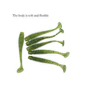 Señuelo de pesca de silicona sin anzuelos, tipo gusano espiral con cola en T, 6 cm, 1.3 g, paquete de 6, para pesca de lubina en agua dulce. - Product Image 5