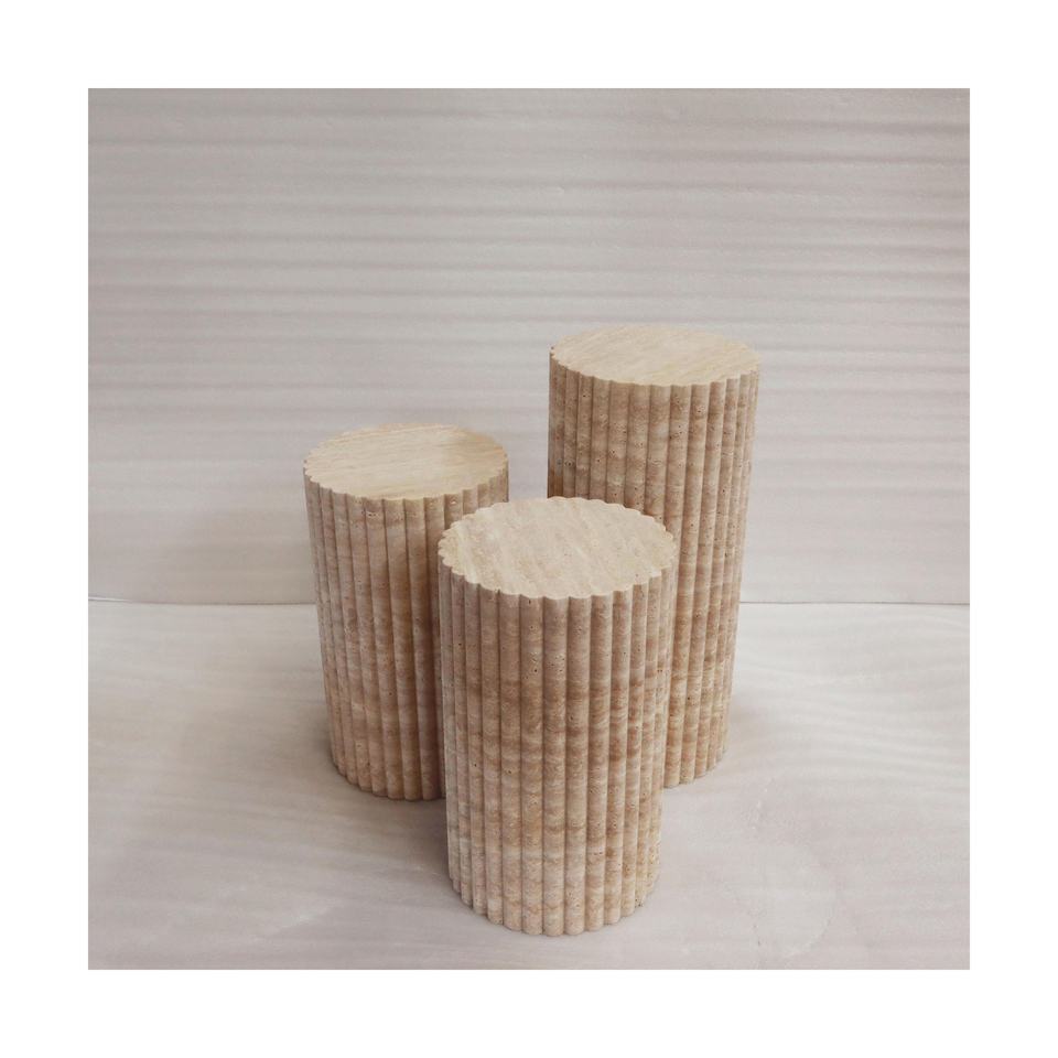 new Arrivals Product Stone Home Furniture Beige Round Shape Natural Yellow Travertine Plinth